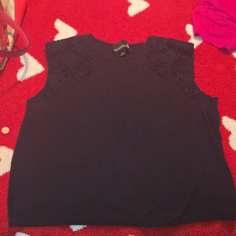 Chic Black Lace Shoulder Blouse